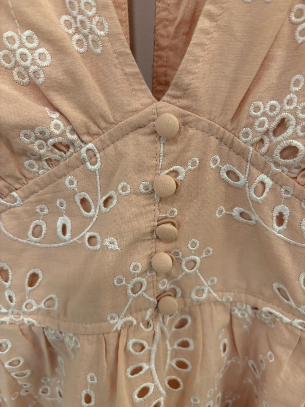 Chelsea28 Blush Pink Embroidered Eyelet Fit and Flare Mini Dress Size Large - Picture 5 of 15